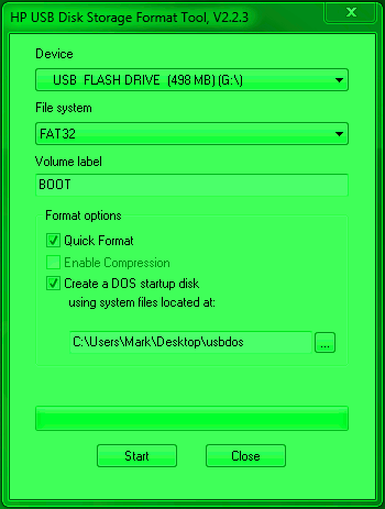 hp formateador de usb