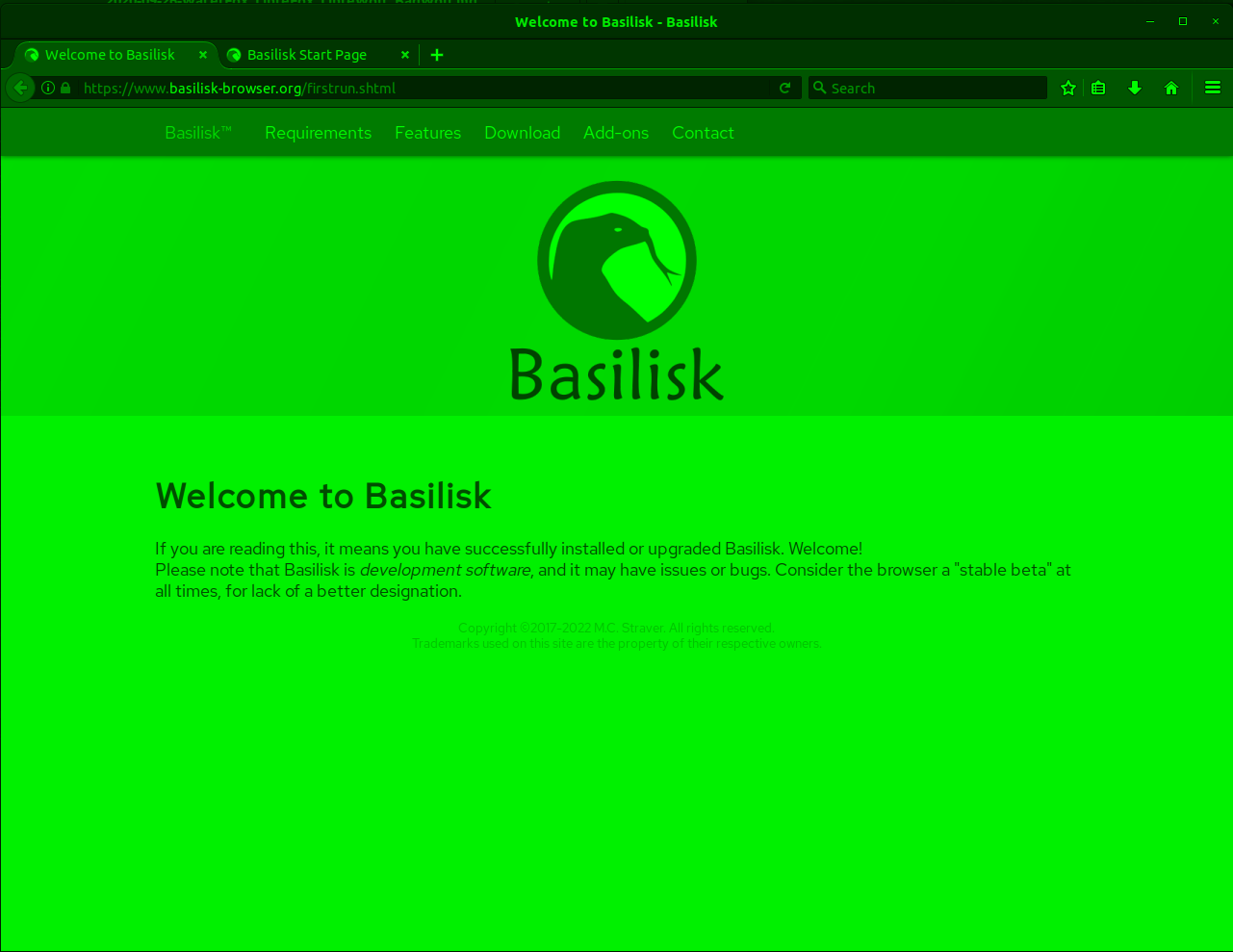 el navegador web 'Basilisk'